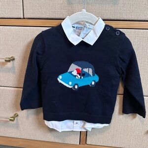 Jacadi Navy and White Collared Sweater